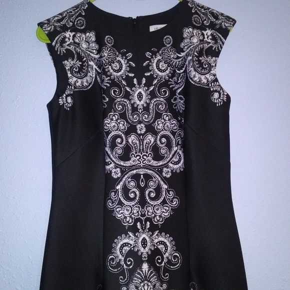 B / W Sheath Printed Design Dress 6 Liz Claiborne - Picture 5 of 8